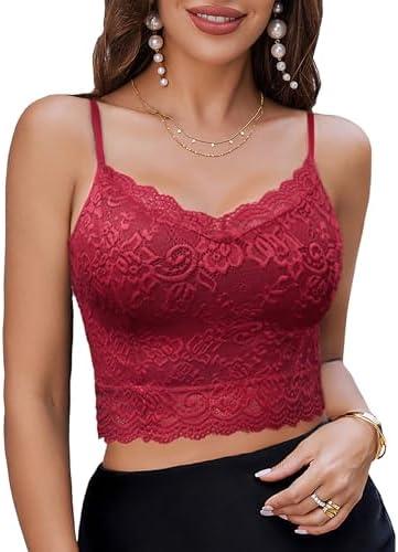 Avidlove Lace Bralette for Women Spaghetti Strap Tank Top V Neck Slim Basic Camisoles, XS