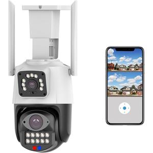 SECUEYE APP 4MP Dual Lens Camera 2K WiFi Wired Pan/Tilt/Zoom Auto Tracking Human Detection Color Night Outdoor Security IP65 Waterproof 24/7 Recording (C21-CN)