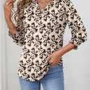 LOMON Women's 2026 Fashion Tops 3/4 Length Sleeve Business Casual Blouses Summer Tees Shirts S-4X (White)
