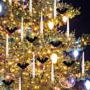 Baquler 12 Pcs Black Christmas Tree Candles with Remote, LED Hanging Flickering Flameless Battery Operated Candles with Bat Hooks Ornaments for Christmas Tree Home Winter Party Decor