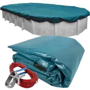 Robelle 15 x 30 ft Commercial Supreme Plus Oval Cover for Above Ground Pool | Teal Pool Cover, 4 ft Overlap (19 x 34ft Cover Size), Solid 12 x 12 Scrim, 3.7 oz/yd2, 18-Year, Style: 391530-4A
