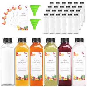 OBKJJ Plastic Juice Bottles 150 pcs 24 oz Empty Plastic Water Bottles with Caps Reusable Clear Beverage Containers for Drinking, Juicing, Smoothie, Water with 2 Brushes, 2 Funnels (24-OZ)