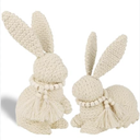 2 Pack Easter Bunny Figurines Decor, Rabbit Figurine Table Decorations, Spring Bunnies Decoration Cotton Woven Statue for Home Indoor Centerpieces Fireplace Farmhouse Gifts (Beige)