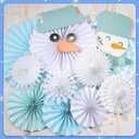 13 Pcs Christmas Hanging Paper Fans Christmas Party Decor Classroom Decorations for Xmas Holiday Ceilings Wall Decor Winter New Year Party Supplies (Snowman)