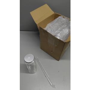 Plastic Clear Cups with Lids Pack Of 16 With Straws