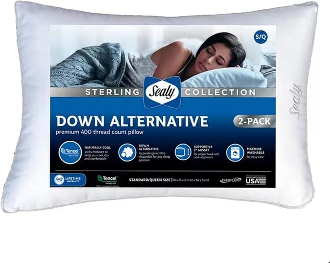 sealy Sterling Collection Down Alternative Pillows 400 Thread Queen - 1 Pack