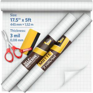 2 Pack Matte Clear Contact Paper Roll 17.5 x 5ft, Multipurpose Clear Contact Paper Peel and Stick