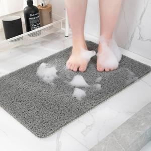 Hargiis Non Slip Bathtub Mat, Anti Slip Shower Mat, Quick Drying Bath Tub Mats, Foot Scrubber Mat, Anti Slip Mat for Tub, Floor, Bathroom, Home, Kitchen, Hotel (Grey 32"x17")