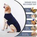 Nanaki Dog Surgery Recovery Suit-Body Suits After Surgery, Dog Spay Recovery Suit Female Male Neuter, Abdominal Wounds Bandages, E-Collar Alternative Prevent Licking, Soft Protective Pet Pajamas,  L(Back Length: 15.7"), Navy