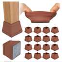 16 PCS Square Chair Leg Floor Protector, Silicone Chair Leg Cover, Furniture Leg Protectors with Felt, Mobile Table Leg pad, Protect The Floor from Scratches.1 1/2 in Brown.