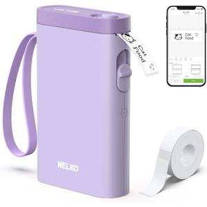 Nelko Label Maker Machine with Tape, P21 Bluetooth Label Printer, Wireless Mini Label Makers with Multiple Templates for Organizing Office Home, Purple