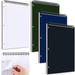 MotiMind 3 Pack 8.5" x 11" Top Spiral Notebook with 3 Hole Punched White Legal Pads College Ruled Notepad 50 Sheets Hard Cardboard Paper Wirebound Notepad for Office School Business