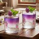 SiliFine 2 PCS Grape Icon Juice Glasses - 14oz Purple Grape Stemless Wine Drinking Coffee Glass Cup for Fruit Party Supplies & Gift, 3.5 inches x 4.3 inches