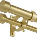 Brass Double Curtain Rods 72 to 144 Inches (6-12 Feet),1-Inches Front and 5/8 Inches Back Adjustable End Cap Double Window Drapery Rod for Drapes and Curtains