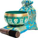 Tibetan Singing Bowl Set - Authentic Handcrafted Mindfulness Meditation Holistic Sound 7 Chakra Healing by Himalayan Bazaar (Turquoise)