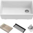 KRAUS Kitchen Sink Bellucci 32 Undermount Workstation Granite, Metallic White, Accessories, KGUW1-33WH
