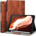 Antbox Case for iPad 9th Generation/iPad 8th Generation with Pencil Holder Vegan Leather Smart Cover for iPad 10.2'' 9th/8th/7th Gen (Brown)