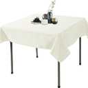Ascoza 2 pack 70x70 Inch Ivory Square in Polyester Fabric Tablecloth for Wedding, Banquet, Restaurant and Parties