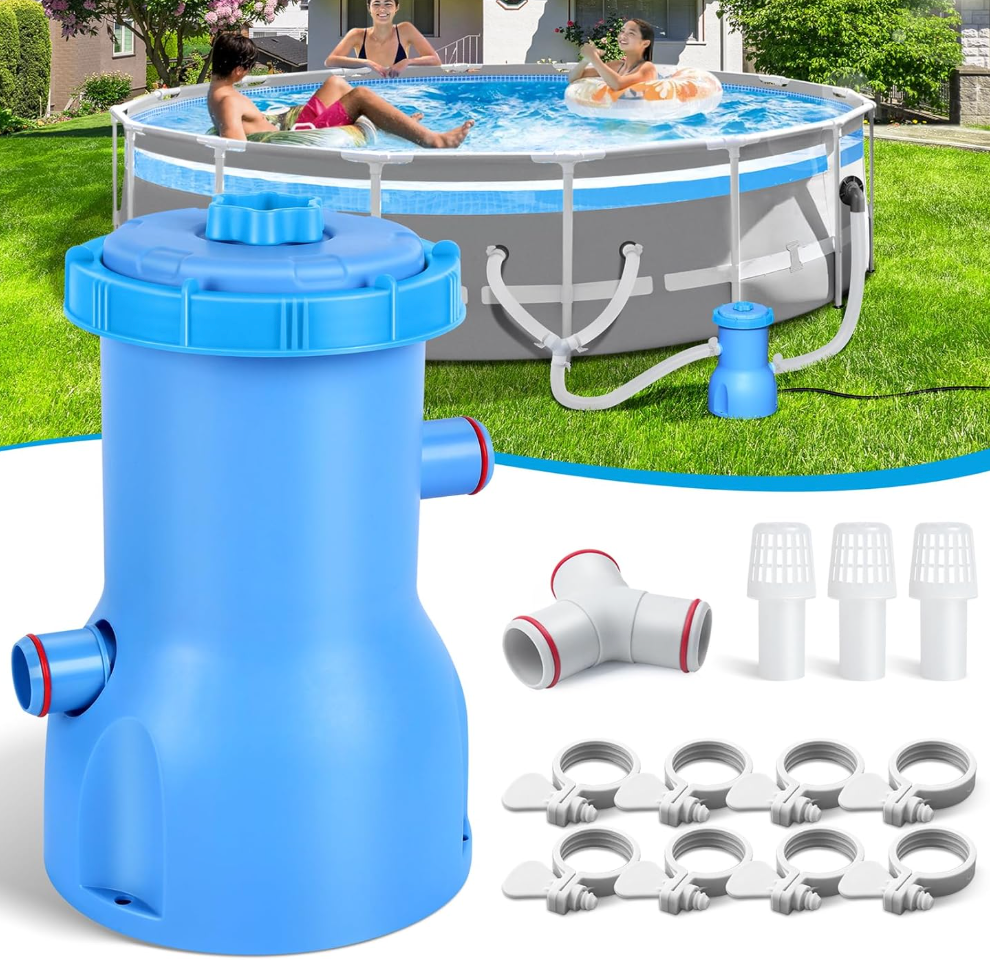 Basic Series 530 GPH Above Ground Pool Filter Pump - ETL Certified Pool Cartridge Filter Pump System with GFCI Protection | Enhances Water Clarity - Efficiently Removes Impurities - Sky Blue