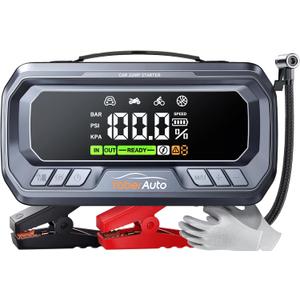 YaberAuto 12-in-1 Jump Starter with Air Compressor 8000A 160PSI 65W Charging, Portable Car Battery Jump Starter (All Gas/14L Diesel) Jump Box Car Battery Jumper Starter Portable Jumper Cables, 160W DC