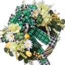 TEMPUS Spring/Summer Front Door Wreath 18 Inch Artificial Tulip and Hydrangea WreathFarmhouse-Style Greenery Door Decoration for Home, Windows, Walls, and All-Season Indoor/Outdoor Decor