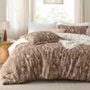 Bedsure Queen Comforter Set - Brown Bed Set, 3 Pieces Cute Floral Bedding, 1 Soft Reversible Botanical Flowers Comforter and 2 Pillow Shams