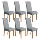 Amazon Basics Dining Chair Covers, Stretch Parson/Dining Chair Slipcover, Removable Washable Chair Protector for Home/Restaurant/Banquet, Light Grey, 6-Pack