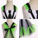 Girls Black and White Striped Tulle Dress with Headband Set Toddler Halloween Dress Up Outfit (6-7 Years)