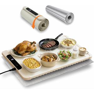Food Warming Mat Extra Large 36 x 15 Inch with Heat Resistant Pad, Adjustable 50–100°C, Up to 10-Hour Timer, Child Lock Safety, Fits Multiple Dishes for Family Dinners, Holidays & Parties
