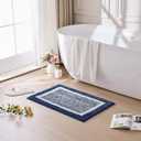 CozeCube Bath mats for Bathroom Non Slip, Fluffy Absorbent Microfiber Bath mat Washable, Aesthetic Bathroom Rugs, Cute Navy Blue Bath mat, Navy Blue, 32" x 20" (2'8" x 1'8" (Rectangular))