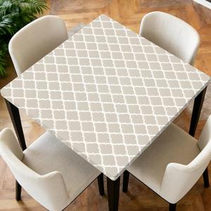 Square Fitted Table Cover with Elastic Edge Design Table Cover Waterproof Stain-Resistant Wipeable Table Cloth for Kitchen Dining Picnic Patio Outdoor Party Geometry 60x60 Inch