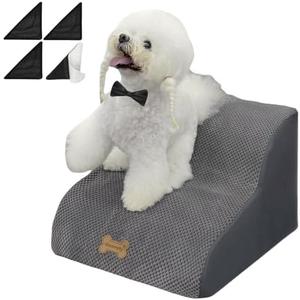 Dog Stairs for High Beds Couches 2-Step 2-5 Step Pet Stairs Steps for Small Large Dogs Cats Non-Slip Balanced Ramp Indoor Stairs with Non-Slip Sticker 30D Grey