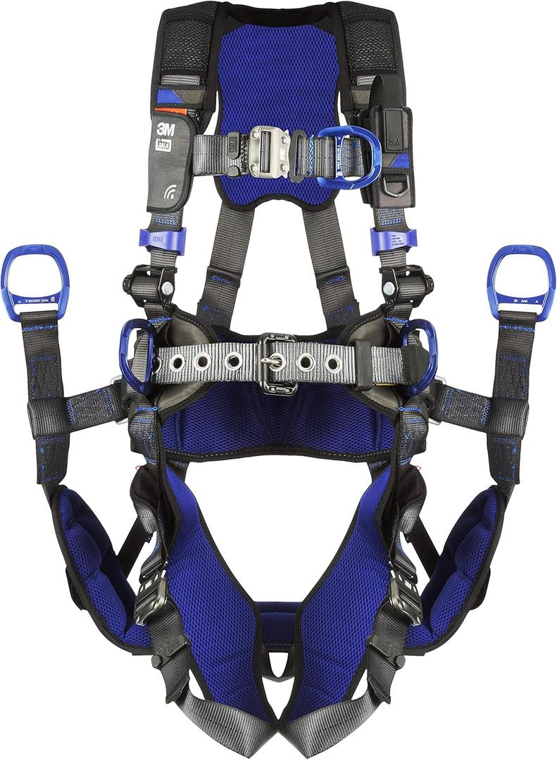 3M 1113190 DBI-SALA ExoFit X300 Comfort Tower Climbing Positioning Suspension Safety Harness, Telecommunications Fall Protection,Back,Front,Hip D-Rings,Auto-Locking Quick Connect Leg,Chest Buckles, S