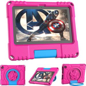 Amazon Fire 7 Tablet Case for Kids(12th Generation, 2022 Release), Not for iPad TCL Nokia 7, Lightweight Shockproof Kidsfriendly Fire 7 Kids Tablet Case with Handle Stand -Pink