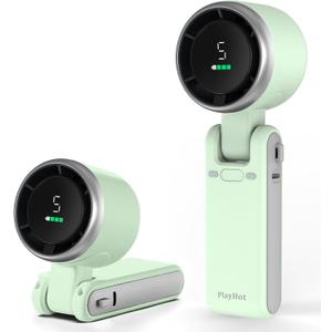 Portable Handheld Turbo Fan, 5 Gear Wind, Battery Operated, Up to 12 Working Hours, 3 IN 1 Hand Fan with Air Turbo Tech Cooling Fans for Outdoor Activities, Travel, Beach (Green)