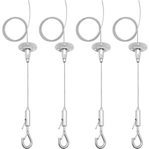 4 Pack 6ft Ceiling Sign Hanger Wire Kit, 2m Adjustable Suspension Hanging Cable Wire with Hook Wall Mount Suspension Cable for Art Work LED Screen, Billboard, Lights ,Mirror Picture , Holds Up to 10KG