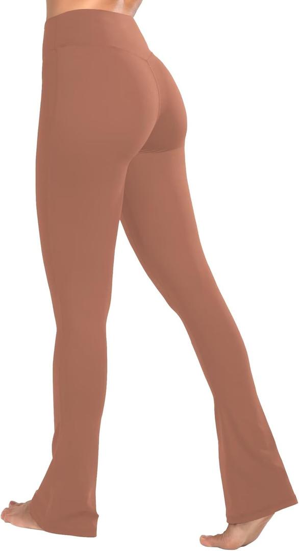 Sunzel High Waist Mini Flared Leggings for Women, Tummy Control Casual Flare Yoga Pants for Yoga Workout Gym (Small, Raw Umber)