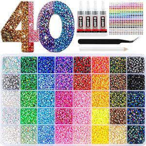 Badazzle Kit 40 Colors 35000PCS Bedazzled Kits Resin Jelly Flatback Rhinestones, Book Bedazzling Kit Bazzling Kits Small Gems with Tools Bedazzle Gems for Bedazzling Crafts & DIY Projects for Adults