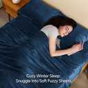 BEDELITE Flannel Sheets King Size Navy - Super Soft Fleece Sheets Set Fluffy Extra Plush, 4 Piece(Include Fitted Sheet, Flat Sheet, 2 Pillowcases)