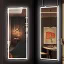 Hasipu LED Door Mirror Full Length, 44" x 15.8" Lighted Over The Door Hanging, Full Body Wall Mounted, Light Up Long Dressing, Square White (44"L x 15.8"W), Pack Of 1 
