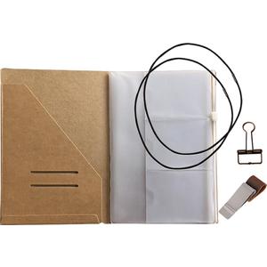 newestor A5 Travelers Notebook Accessories Kit - Kraft File Folder, Zipper Case, Pen Holder, Binder Clip and 2 Elastic Bands