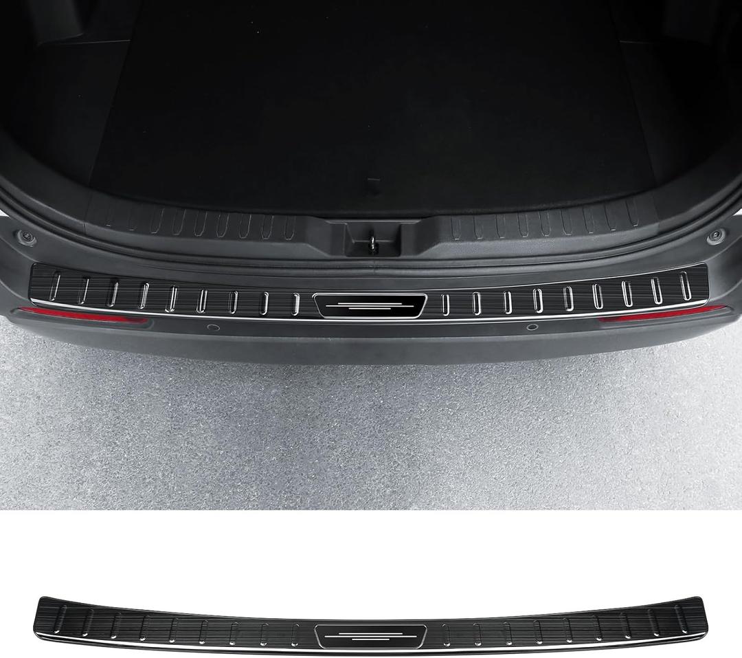 Exterior Rear Bumper Protector for Toyota RAV4 2025 2024 2023 2022 2021 2020 2019 Hybrid, Prime (PHEV) Accessories Stainless Steel Rear Bumper Guard Trunk Sill Protector (Black Brushed)