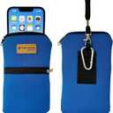 Tainada Men Women Cell Phone Neoprene Shockproof Zipper Sleeve Case Bag Pouch w/Carabiner, Neck Lanyard, Belt Loop Holster for iPhone 17/16 Pro Max, 16/15 Plus, 16e ; Samsung S25+, S24 (Royal Blue)