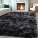 Mugorn 8x10 Area Rugs for Living Room, Large Fluffy Rugs for Bedroom, Soft Carpet Shag Kids Room Rug, Non-Slip Fuzzy Rugs Indoor (Black Grey Tie-Dyed, 8ft x 10ft)