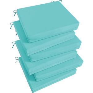 Basic Beyond Outdoor Chair Cushions Set of 6, Square Corner Outdoor Cushions for Patio Furniture, Water Resistant Patio Chair Cushions with 2 Ties, 18.5x16x3, Teal