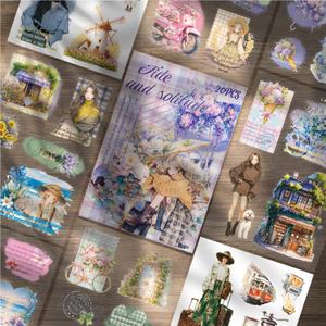 2 x MARCADORUS Scrapbook Sticker, 20 Sheets Flower Stickers, Journaling Stickers Featuring Windmills, Stamps, Cars, for Journals, Planners, Collage, Scrapbook Supplies for Holidays and Special Occasions. (5.7 x 8.2 Inch, 20 Sheets, Romantic Purple)