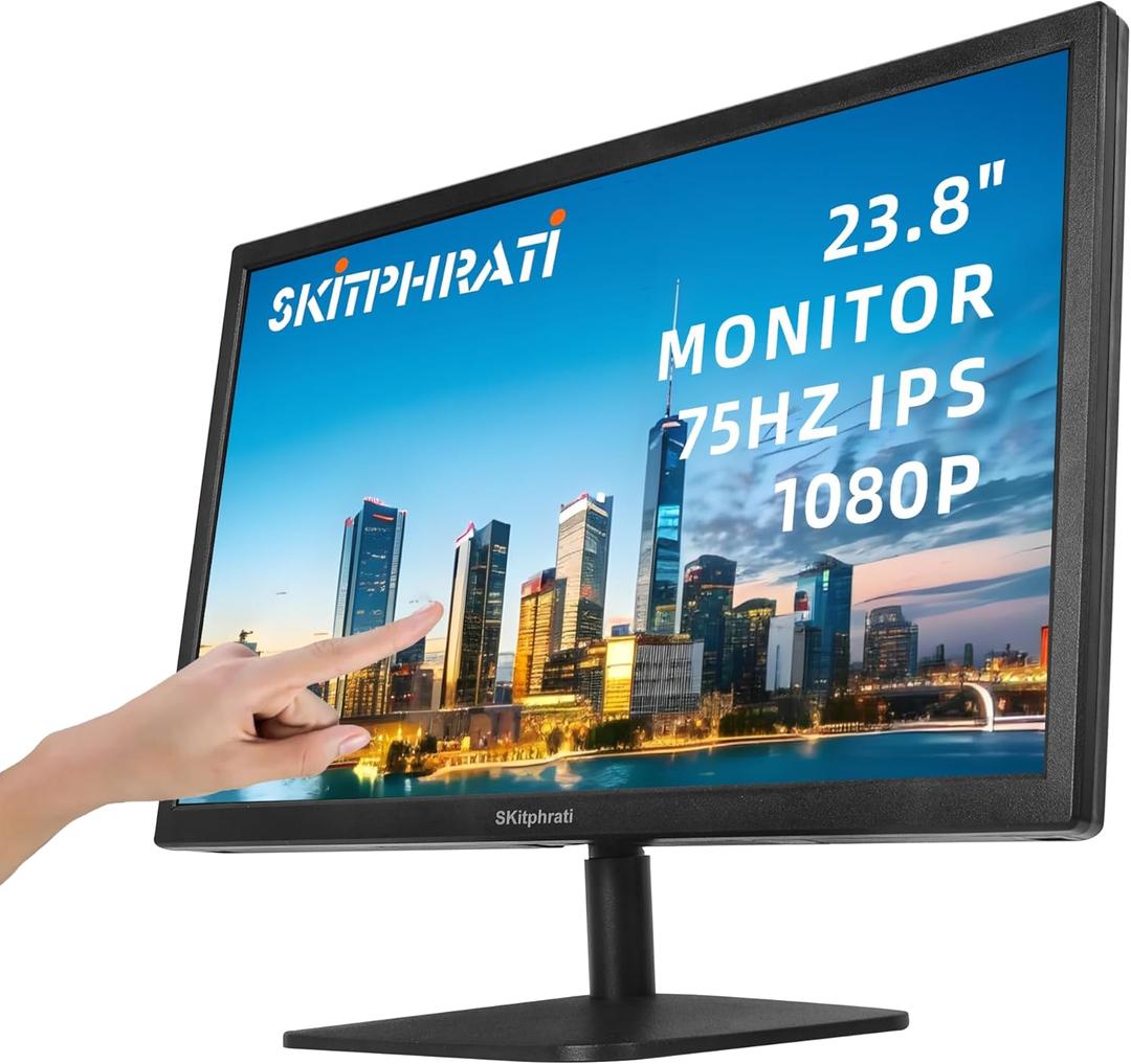 21.5 Inch Touchscreen Monitor FHD 1920x1080p IPS Screen, VESA Support, 10-Points Computer Touch Screen PC Display with Type-B HDMI VGA Port, 75Hz Desktop Touch Display, Black