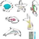 Ocean Cookie Cutters Under The Sea Creatures Cookie Cutter Set with Conch, Seahorse, Seastar, Seashell, Octopus, Clownfish, Mermaid Tail, Crab (6)