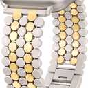 Minyee Compatible with Apple Watch Band Women 41/40/38/44/45/46/49/42mm, Dressy Honeycomb Pretty Adjustable Metal Designer Classy Wristband for iWatch Series 11 10 9 8 7 6 5 4 3 2 1 Ultra SE (Starlight/Gold)