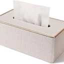 Tissue Box Cover, PU Leather Tissue Box Holder, Rectangular Tissue Box Covers for Kleenex, Napkin, Rectangle Tissue Holder for Bathroom Home Office 9.84"X5.23"X3.77" Beige